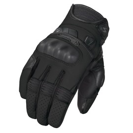 ScorpionEXO Women's Klaw II Short Cuff Hook and Loop Leather Motorcycle Riding Gloves Rib-Stretch Knuckle (Black - X-Small)