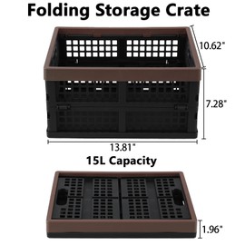 Melontray Set of 3 Plastic Collapsible Storage Crate, 15 L Stackable Folding Storage Crates with Handles, Foldable Shelf Storage Baskets