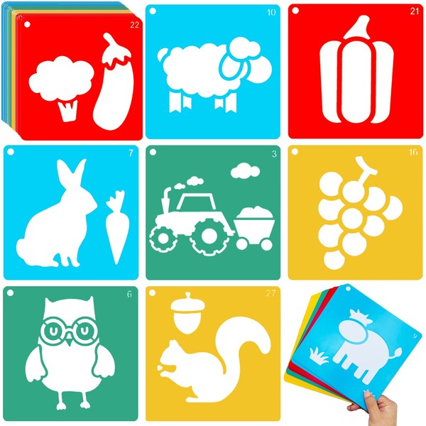 Kaemi Drawing Stencils Set Large Stencils for Kids 30 Different