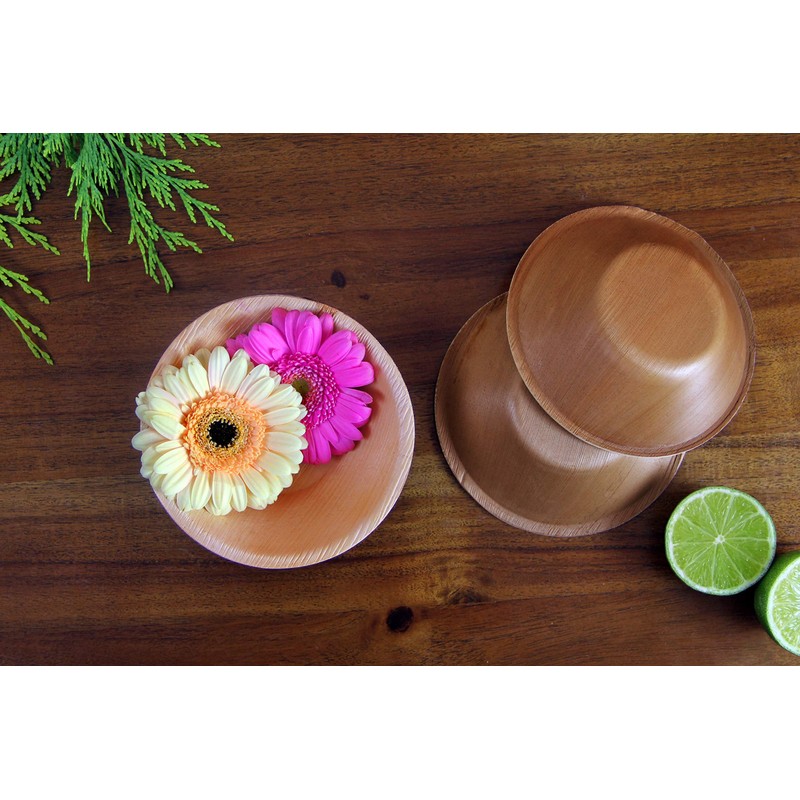 FOOGO Green 50 Disposable Palm Leaf Bowls 5" (12cm) Round