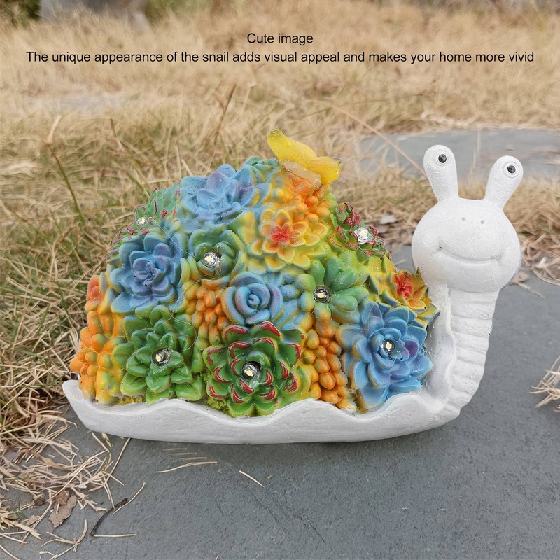 Solar Snail Statue Waterproof Cute Snail Figurine Succulents Garden Ornament