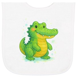 inktastic Cute Green Crocodile Cartoon Illustration Baby Terry Cloth Bib White 46cd1
