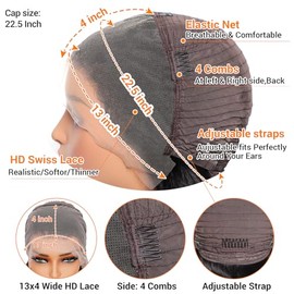 13x4 HD Lace Front Wigs Human Hair 26 Inch Natural Black Body Wave Human Hair Wig 200 Density 12A Glueless Wigs Lace Front Wigs Pre Plucked Glueless Frontal Wig for Women