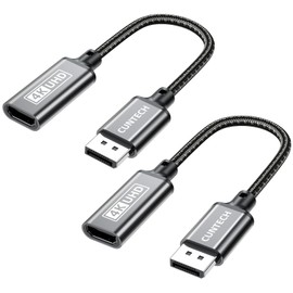 4K@60Hz Display Port to HDMI Adapter 2-Pack, Display Port Male to HDMI Female Adapter Compatible with HP, ThinkPad, AMD, NVIDIA, Desktop for Monitor, HDTV, Projector, Desktop, Laptop, Space Gray