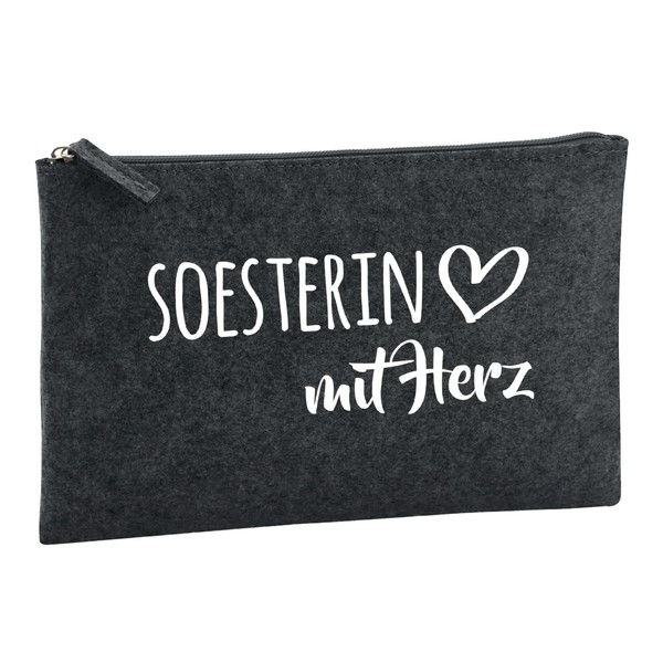Hellweg Druckerei Kulturbeutel Soesterin mit Herz Geschenk 1 Liter Charcoal