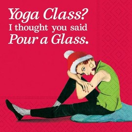 Funny Ladies Christmas Party Napkins 40 Count - Christmas Yoga Class Design - 3-Ply Cocktail Napkins - 2 Packs of 20CT
