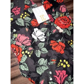 Lularoe TC Tall Curvy Leggings Huge Roses Black Red Pink Unicorn 🦄 12-18 New
