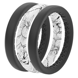 Groove Life Stackable Rose Silicone Ring Breathable Rubber Wedding Rings for Women, Lifetime Coverage, Unique Design, Comfort Fit Ring - Size 6