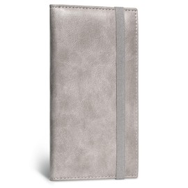 Zreal Checkbook Cover for Men & Women, Premium Vegan Leather Checkbook Holder Slim Wallets for Top & Side Tear Duplicate Checks with RFID Blocking (Distressed Grey)