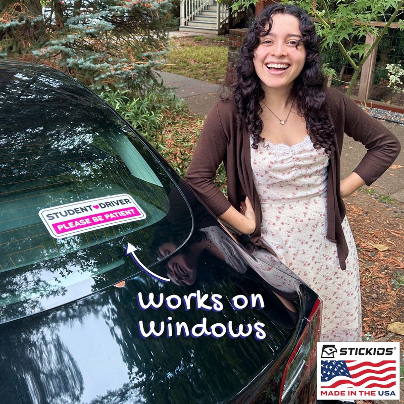 Stickios Non-Magnetic Student Driver Stickers - Removable Student Driver Decals