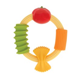 Nuby Mordedor de anillos de pasta, silicona suave, superficie de múltiples texturas, fácil de agarrar, facilita la dentición de bebés a partir de 3 meses
