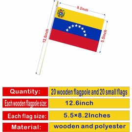 20 Pack Venezuela Flags Venezuelan Stick Flag Small Mini Handheld Flags for Decorations,（ 5 × 8inches）, essential for parties and celebrations