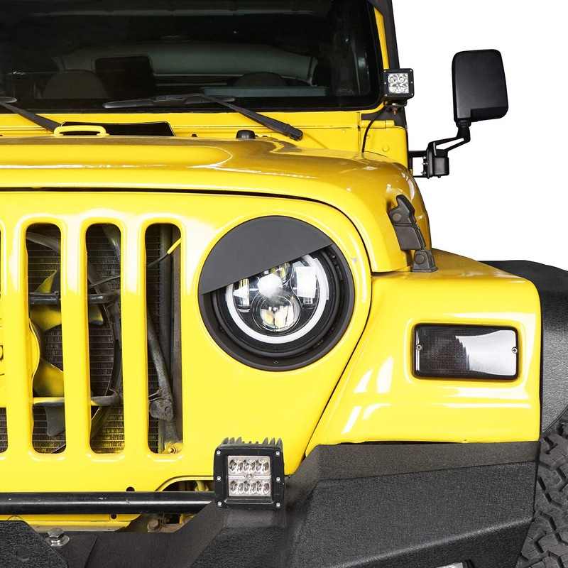 Black Angry Bird Headlight Covers Bezels for 1997-2006 Jeep Wrangler