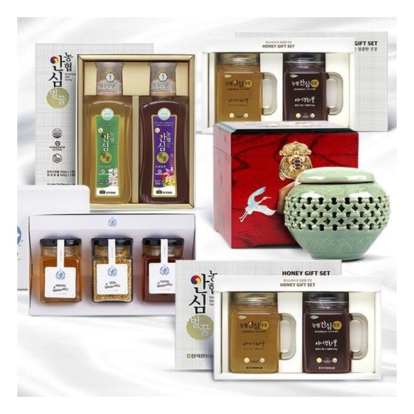Nonghyup Food Honey Gift Set, 1. [Beekeeping] Safe Gift Set No. 3_Aka 500g Wild 500g / 농협식품 꿀 선물세트, 1.[양봉]안심선물세트3호_아카500g야생500g