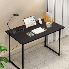 YSSOA Computer Desk Home Office Work Study Writing Modern Simple Table with Headphone Hooks, 40 Inch, Basic Black