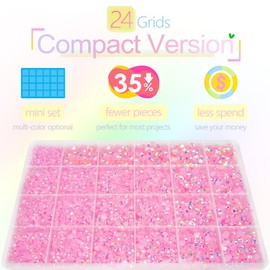 qiipii Light Pink AB Resin Rhinestones w B7000 Jewelry Glue for Bedazzling Crafting 2mm 3mm 4mm 5mm 6mm Flatback Jelly Stones Diamonds Gems Charms for Nails Face Eyes Makeup Tumblers DIY Crafts Shoes