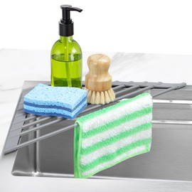 Ohuhu Triangle Roll Up Dish Drying Rack, Anti-Slip Organizer for Kitchen Sink Drying Rack with Full Silicone Wrapped for Top of Sink Coner Grey