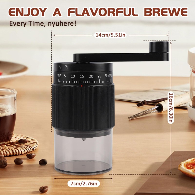 Manual Coffee Grinder - 95 Ceramic Burr, Adjustable Coarse to