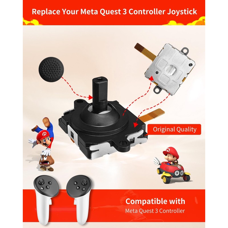 Joystick Replacement Kit for Oculus Quest 2/3 Controller, Repair Kit