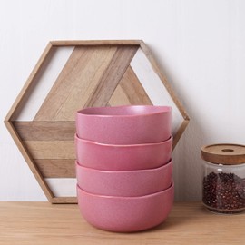 Stone Lain Stoneware Dish Set, 4 Bowls, Tom - Pink White