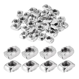 sourcing map 30Pcs M5 T Nuts Sliding T Slot Nut Fastener Carbon Steel Nickel Plated Half Round Roll in Sliding Aluminum Profile Accessories 2020 Series