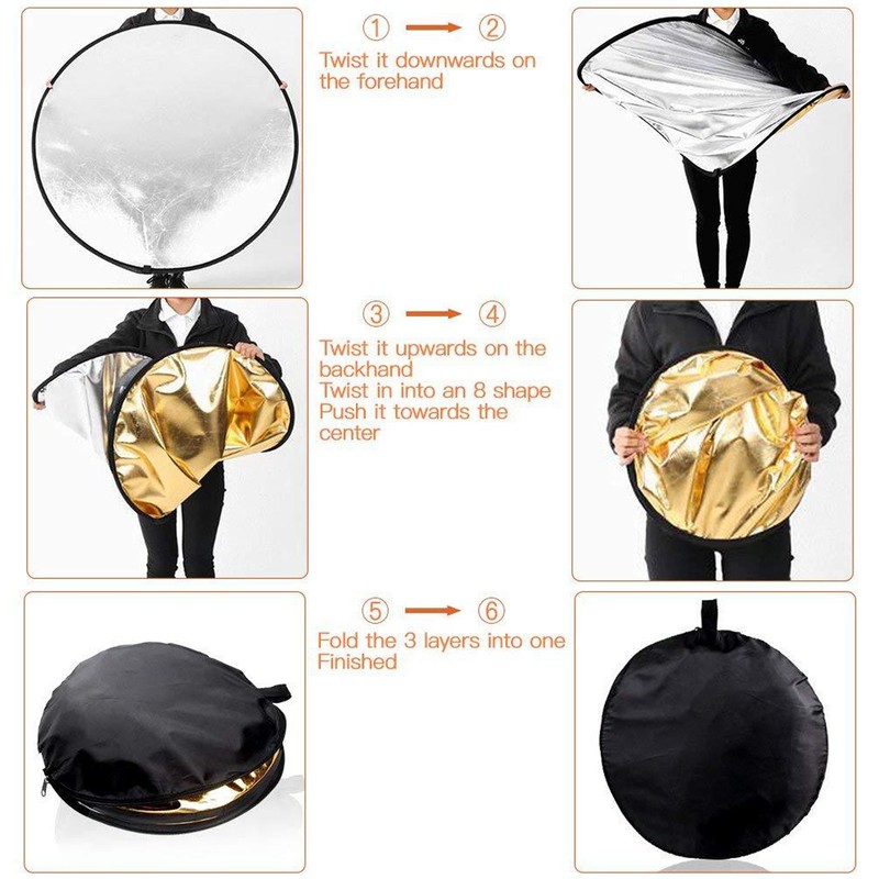 5 in 1 Photography Light Reflector Collapsible Lighting Round Reflector