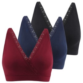 HIHOSSI Adjustable Lace Cotton Sleep Bra – Maternity Nursing Bras for Pregnancy, Daily Wear & Night Comfort