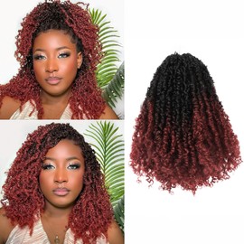 Haftaluv Yanky Twist Crochet Hair 12 Inch 9 Packs Pre Looped Mini Twist Yankee Twist Micro Yaki Twist Synthetic Curly Crochet Hair Extensions For Black Women (TBUG, 12 Inch)