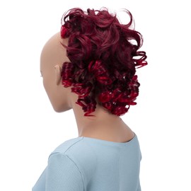 CAISHA Hairpiece Scrunchy Updo Bridal Hairstyles Voluminous Curly Messy Bun Black Red Mix G27L