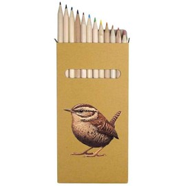 Azeeda 12 x 'Resting Wren Bird' Long 178mm Coloured Pencils/Pencil Set (PE00073037)