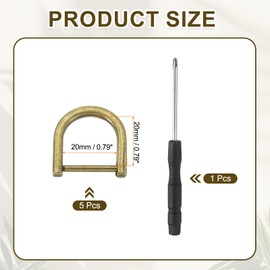 sourcing map 5 Pcs Shackle Screw D Rings U Shape D-Rings Replacement for Purse Keychain Strap Buckle, 0.79x0.79inch, Bronze