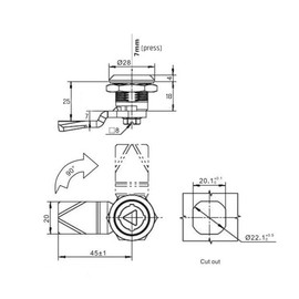 Hicello 25mm Triangle Tubular Cam Lock, Cabinet Door Lock Electric Box Lock with Triangular Socket Key for Outdoor Cupboards RVs Distribution Cabinets