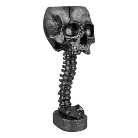 Skull Planter Spine Stand Set Innovative Exquisite Decorative Hand Painted Resin Skeleton Flower Pot for Home Garden (Black)