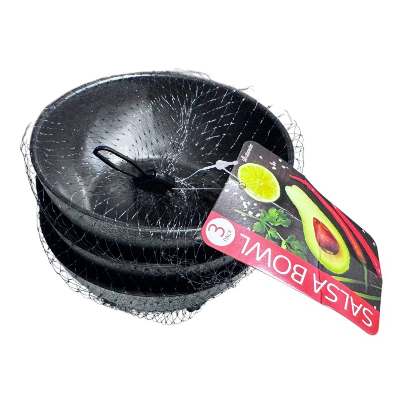 kole 3PCS Salsa Bowl Set Plastic Mexican Molcajete Chips Guacamole