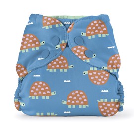 Esembly Cloth Diaper Cover - Reusable Swim Diaper, Waterproof, Breathable - Adjustable Outer Layer Over Absorbent Inner for Blowout Protection - Turtles, Size 2 (18-35lbs)