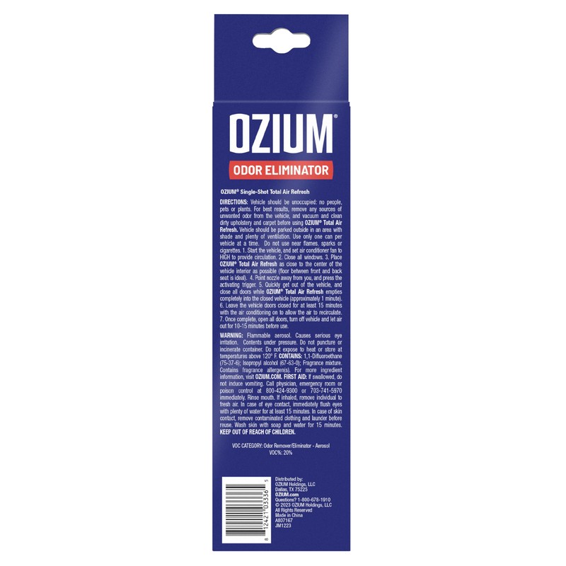 OZIUM Air Freshener Odor Eliminator, 2oz Single Shot Total Air