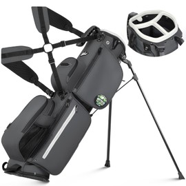 Lightweight 3-Way Golf Stand Bag – Compact Carry/Range Bag for 6–8 Clubs, Top Handle, Dual Strap, Multiple Pockets, Ideal for Practice & Par 3(Dark Gray)