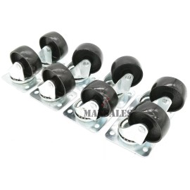 CAL/CES (Qty-8) 2" Swivel METAL Caster Wheels Base with Top Plate & Bearing