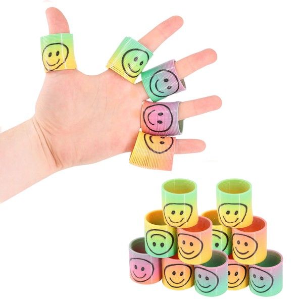 12 Mini Smile Face Magic Rainbow Spring - 3.5cm, Fun