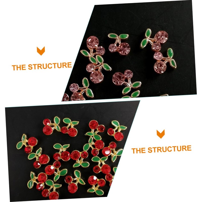 Abaodam 2sets Nail Pearls Gems DIY Charms for Women Cherry