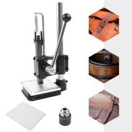 Manual Press Puncher Embossing Presser Leather Stamping & Punching Machine Leather Craft Imprinting Machine Embosser Leather Hole Punch Tool with PP Plate Scale Aluminum Plate