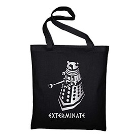 Dalek Exterminate Jute Bag Bag Bag Cotton Bag, BLACK (Black) - styletex23bagdalek1