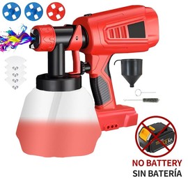 (Not Included Battery) Cordless Paint Sprayer for Milwaukee 18V Battery 48-11-1850, HVLP Spray Paint Gun with 4 Nozzles and 34oz Container for House Painting Interior and Exterior/Wood/Walls/Fence(Not Included Battery):_(No battery)For milwaukee
