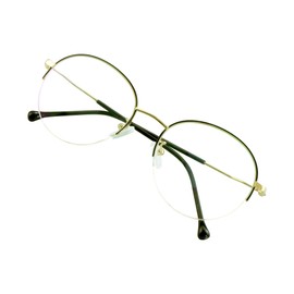 VisionGlobal Blue Light Blocking Glasses for Women/Men, Anti Eyestrain, Computer Reading, TV Glasses, Stylish Oval Frame, Anti Glare (Gold Black, No Magnification)