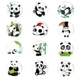Diyxisk Fridge Magnets, Pack of 12 Different Patterns Fridge Magnets, 3 mm Cute Magnet Fridge for Magnetic Boards, Refrigerators, Air Conditioners, Washing Machines, Whiteboards (Panda)