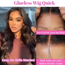ISEE HAIR Water Wave HD Lace Front Wig Wear & Go Glueless Lace Wigs For Women No Glue 4x6 HD Lace Pre Cut Wig Human Hair Wigs Transparent Lace Closure Wigs 180% Density 22 Inch