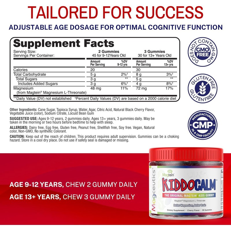 Magceutics KiddoCalm Magnesium Gummies - Magtein Magnesium L-Threonate Gummy for