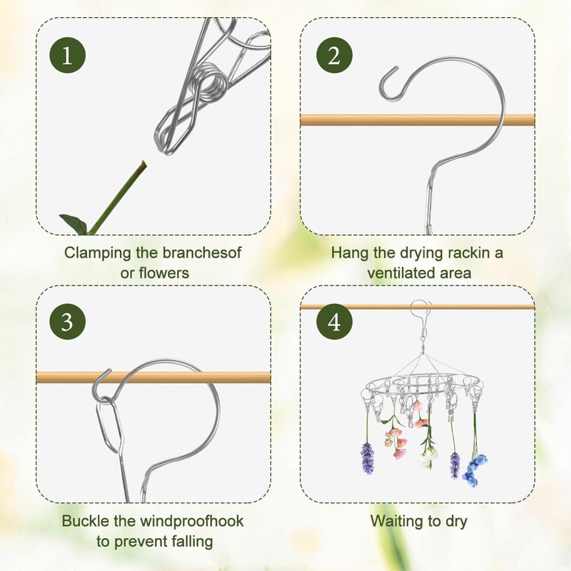 4Pcs Hanging Drying Rack for Herbs, Macrame Flower Drying Rack