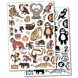 Tropical Rainforest Animals Temporary Tattoo Water Resistant Fake Body Art Set Collection - Color (One Sheet)
