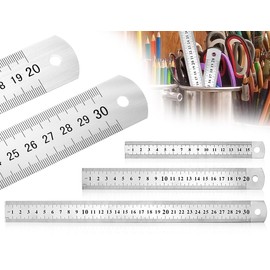 ZoeTekway Set of 3 Stainless Steel Rulers, Precision Double Scale, Edge Metric and Imperial Straight Edge Ruler Measuring Tool, for Engineering, Measuring, Drawing, 15 cm/20 cm/30 cm